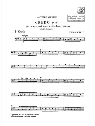 Credo RV 591 - VIVALDI - Partition - Matériels d'orchestre